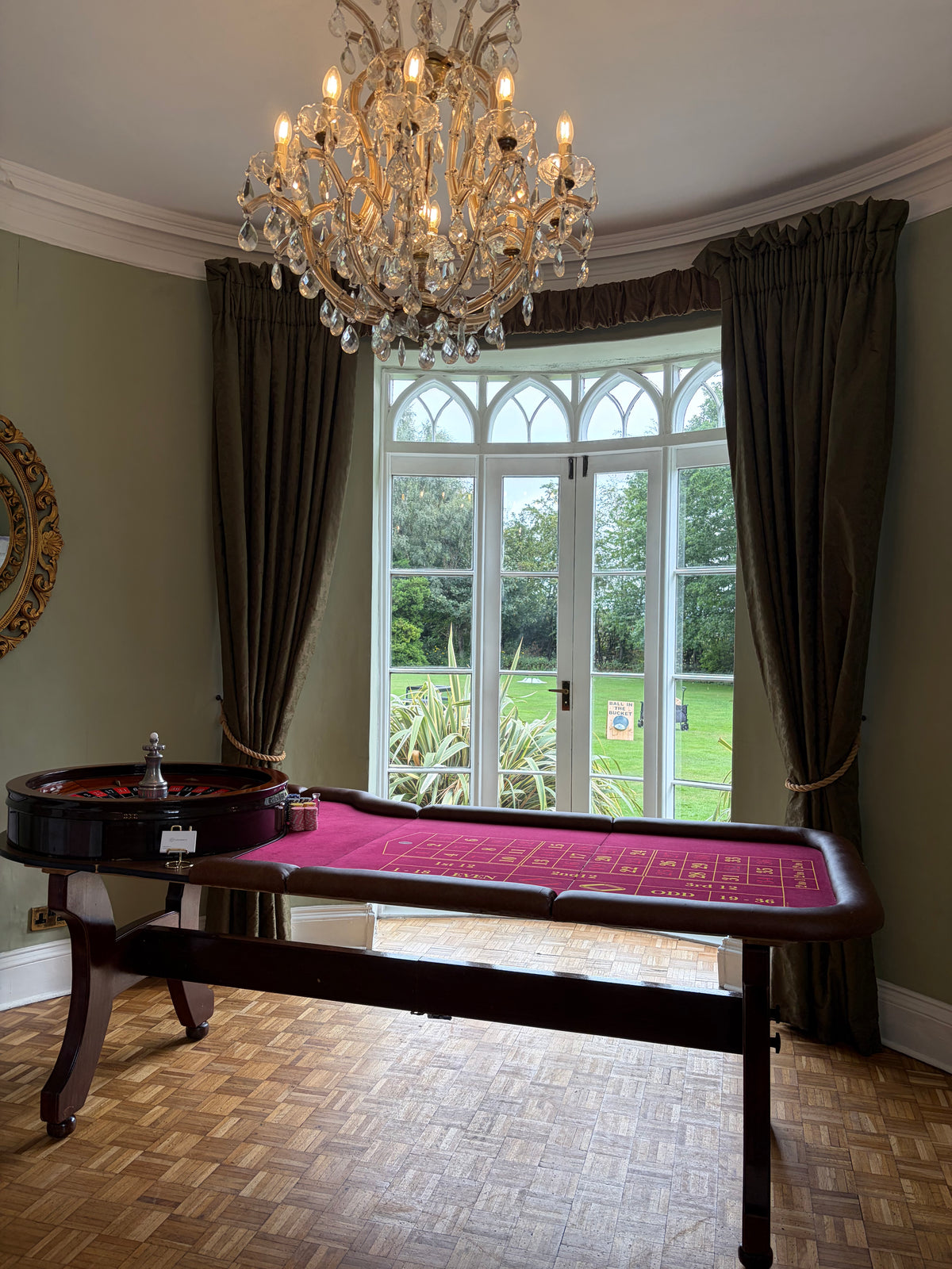 Luxury full sized roulette table setup for a wedding at Cockliffe Country House Nottinghamshire by Fun Casino 21